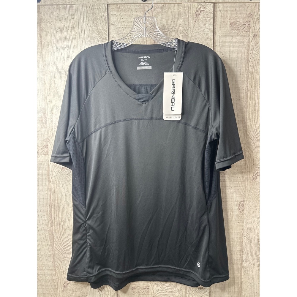 Garneau Women HTO 3 Cycling Jersey Black XL Short Sleeve V Neck Shirt UPF/SPF 50